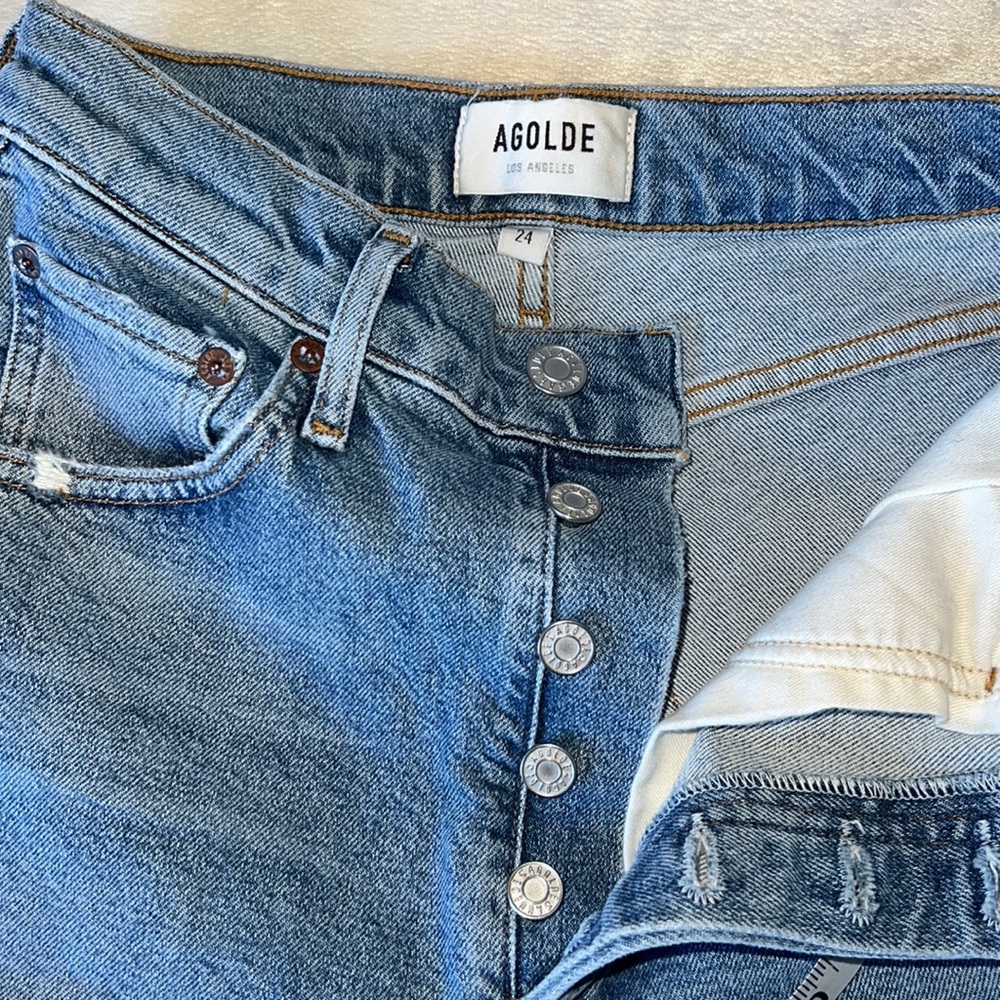 Agolde Riley Distressed Jeans Size 24 - Picture 5 of 16
